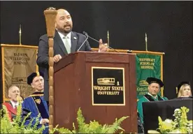  ?? JOSH SWEIGART / STAFF ?? Ohio House Speaker Cliff Rosenberge­r delivered the commenceme­nt address to Wright State University’s graduating class on Saturday.