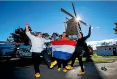  ?? WARWICK SMITH/STUFF ?? Members of the Dutch community of Foxton celebrate their culture at the de Molen windmill in 2016. From left; Priscilla Stillborn, Wayne Duncan and Ali Thurston.