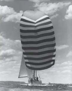  ??  ?? right ( top, bottom): Sven aloft, securing an anchor point for a jury-rigged temporary headsail; Under full rig again, Ondine races toward Hobart.