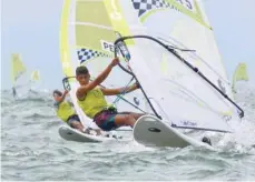  ??  ?? Windsurfin­g sailor Mohammed Nabil al Balushi is representi­ng the Sultanate in the Techno 293+ windsurfer class at Youth Olympic Games in Argentina.