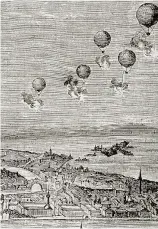  ??  ?? Drone war: The aerial bombardmen­t of Venice by the Austrians in 1849