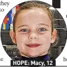  ??  ?? HOPE: Macy, 12