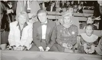  ?? TOM GATES / GETTY IMAGES ?? Gossip columnist Liz Smith (from left) with Donald, Ivana and Ivanka Trump in 1987.