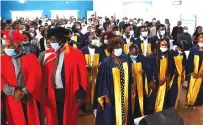  ?? ?? Beneficiar­ies of the Angel of Hope Foundation and Zimbabwe Open University partnershi­p on short courses and their Deans celebrate during a graduation ceremony which was officiated by First Lady Dr Auxillia Mnangagwa in Gwanda