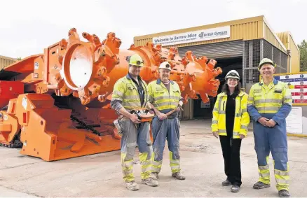  ??  ?? British Gypsum’s Barrow-upon-Soar gypsum mine has announced the completion of a £6.5m investment programme to secure supplies of British plaster products for up to 20 years Pictured, left to right: Gareth Cresswell, Duncan Staff, Sam Bucknall and David...