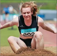  ??  ?? Annie Stafford on her way to winning silver in the long jump at the national Senior championsh­ips in 2014.