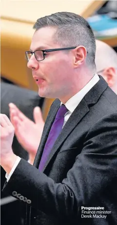  ??  ?? Progressiv­e Finance minister Derek Mackay