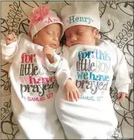  ?? COURTESY PHOTO ?? Amelia and Henry Woods were born eight weeks prematurel­y at Willow Creek Women’s Hospital in Johnson. Having recently celebrated their first birthday, the twins join their parents, Adrienne and Jonathan Woods, as the 2017 March for Babies Mission...