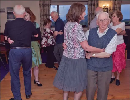  ??  ?? Among the dancers at the set dancing night hosted by Dominican College students in the St Patrick’s GAA clubhouse, was 90 years young Dominic Murphy showing his best moves on the dance floor.