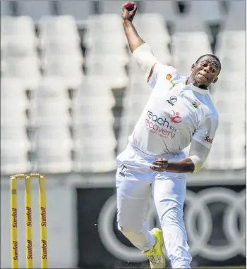  ?? Picture: GALLO IMAGES ?? LETTING FLY: The Warriors’ Sisanda Magala bowls during day one of the Sunfoil Series match against the Highveld Lions at Bidvest Wanderers Stadium in Johannesbu­rg yesterday