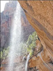  ??  ?? With melting snow, spring brings new waterfalls in Southern Utah’s Zion National Park.