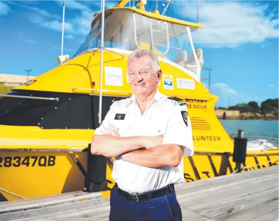  ?? Picture: ALIX SWEENEY ?? SILVER LINING: Townsville Coast Guard’s Ted Winterbott­om says windy conditions led to a quieter than usual Christmas season for rescuers.