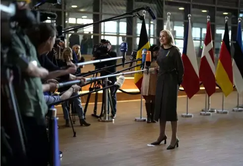  ?? ?? European Commission­er for Energy Kadri Simson speaks to journalist­s in Brussels on Sept 30, 2022, before the EU agreed a new energy-saving package Virginia Mayo/AP