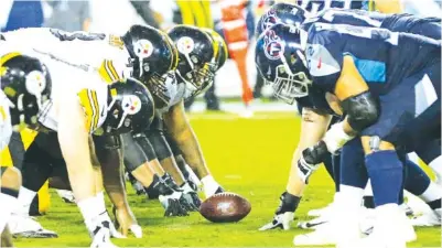  ?? AP FILE PHOTO/JAMES KENNEY ?? The Pittsburgh Steelers and the Tennessee Titans, both 5-0, meet today in Nashville in a matchup of the AFC’s last remaining undefeated teams. They were originally scheduled to play on Oct. 4 before the Titans’ COVID-19 outbreak postponed the game.