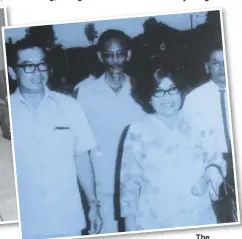  ?? ?? The first woman minister in Sarawak walking beside Datuk Stephen Yong, then the Deputy Chief Minister of Sarawak, in 1974.