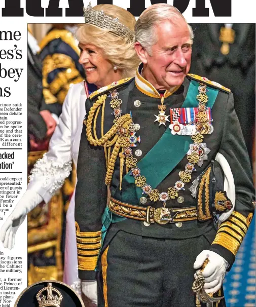  ?? ?? FINERY: Charles and Camilla in formal attire at the State Opening of Parliament