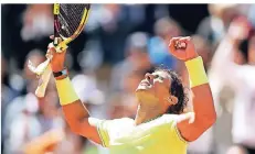  ?? FOTO: REUTERS ?? Der Jubel des Siegers: Rafael Nadal nach dem Dreisatz-Erfolg im Halbfinale der French Open.