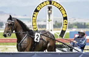  ?? PHOTO: GREGOR RICHARDSON ?? Winning team . . . Driver Ricky May brings Man United back to the birdcage after winning race 3, a 2000m mobile pace for maiden horses, at the Central Otago Trotting Club’s meeting at Omakau yesterday.