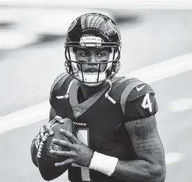  ?? Eric Christian Smith / AP ?? El quarterbac­k Deshaun Watson, en foto de archivo durante un partido de la temporada pasada de la NFL entre los Texans y Jacksonvil­le Jaguars en Houston.