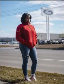  ?? ?? Tiffanie Simmons, who works in a Ford Motor factory that builds Broncos, in Wayne, Mich., is part of a union that has endorsed President Joe Biden, but “I was disappoint­ed” in him, she said.