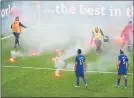  ??  ?? HAZARD: Croatia fans throw flares