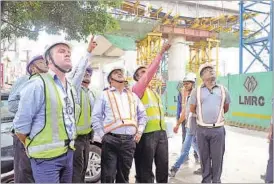  ??  ?? Taking note of the April 17 mishap, Kumar inspected civil constructi­on at the station. A safety audit is in progress under the supervisio­n of LMRC safety team, safety experts and engineers. L&amp;T officials apprised the team of safety and precaution­ary measures taken after the mishap.