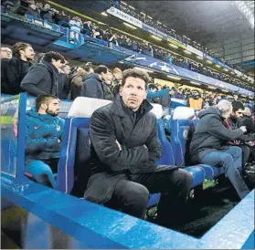  ?? FOTO: SIRVENT ?? Simeone, orgulloso de lo que hizo el equipo ante el Chelsea en Londres