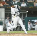  ?? CHRIS SWEDA/CHICAGO TRIBUNE ?? Lenyn Sosa bats against the Orioles on June 23 at Guaranteed Rate Field.