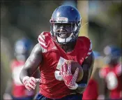  ?? ALLEN EYESTONE / PALM BEACH POST FILE ?? FAU running back Devin Singletary, seen here at a spring practice, ran for TDs of 3, 2, and 44 yards in Saturday’s victory at Lousiana Tech.