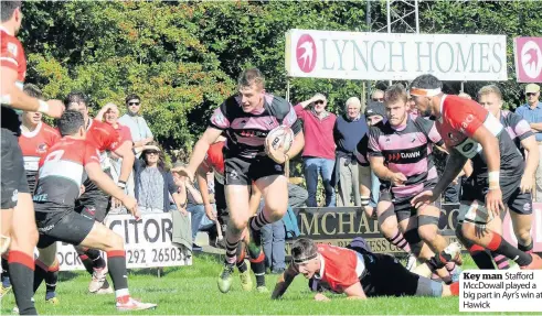  ??  ?? Key man Stafford MccDowall played a big part in Ayr’s win at Hawick