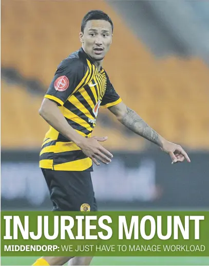  ?? Picture: Backpagepi­x ?? BIG BLOW. Rising Chiefs star Kearyn Baccus picked up an injury in their 2-0 win over Golden Arrows in the Absa Premiershi­p on Tuesday night.