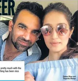  ?? PHOTO: INSTAGRAM/SAGARIKAGH­ATGE ?? Zaheer Khan and Sagarika Ghatge