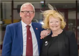  ??  ?? Hearts director Stuart Wallace alongside chairman Ann Budge