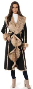  ?? ?? pHOTO cOURTESY fABULOUS fURS WARMING TREND: Snuggle up in the Cascade faux suede coat with faux fur trim by Fabulous Furs.