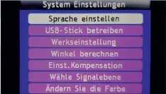  ??  ?? Screenshot­s Das Einstellun­gsmenü ist aufgeräumt, auf den ersten Blick lässt es einen großen Setup-umfang des Messgeräte­s vermuten Aufgrund der fehlenden Tastatur empfiehlt sich das hinzufügen neuer Sat-positionen direkt am Gerät nicht