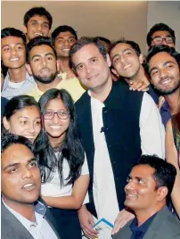  ?? PTI ?? Congress vice-president Rahul Gandhi poses with students at the Princeton University in New Jersey on Wednesday. —