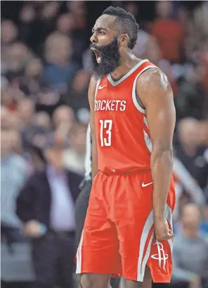  ?? CRAIG MITCHELLDY­ER/USA TODAY SPORTS ?? Rockets guard James Harden leads the NBA in scoring and is third in assists. He’s the clear leader in the MVP race.