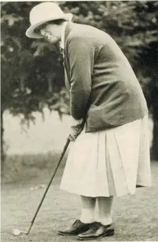  ??  ?? Historic photo of a smoking Violet Sweeny, a pioneer in the golfing world who was one of the first women to play to a scratch handicap.