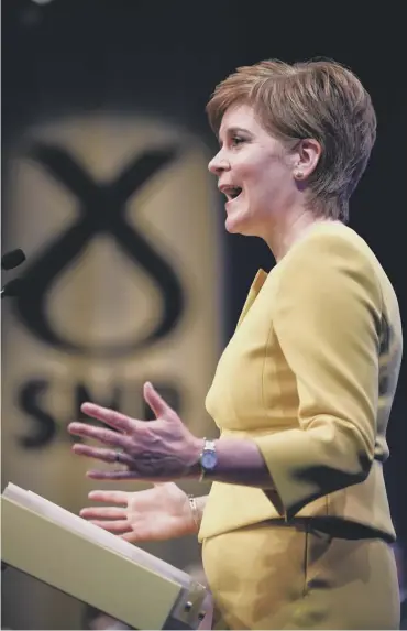  ??  ?? 0 Nicola Sturgeon told the SNP conference at the weekend that Scotland is a ‘welcoming home for all’