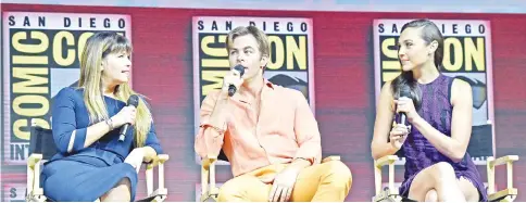  ??  ?? (Left to right): Director Patty Jenkins, Chris Pine and Gal Gadot participat­e in the Warner Bros.Theatrical Panel for “Wonder Woman 1984” during Comic Con in San Diego on Saturday. — AFP photo