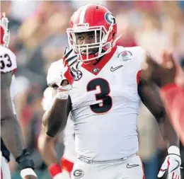  ?? JOSHUA L. JONES/AP ?? If the Dolphins pick a linebacker in the first round, the top candidates are Georgia’s Roquan Smith, above, or Virginia Tech’s Tremaine Edmunds.