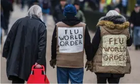  ??  ?? An anti-lockdown protest in London, 20 March 2021. Photograph: Guy Bell/Rex/ShutPiers