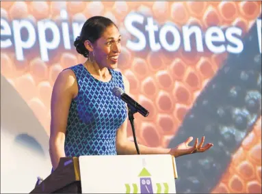  ?? Christian Abraham / Hearst Connecticu­t Media ?? ESPN analyst and former UConn star Rebecca Lobo spoke at Stepping Stones Museum for Children on Thursday to address the importance of balancing academics, family and athletics.