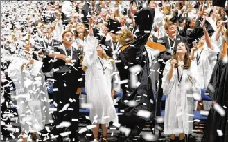  ?? FILE ?? Some area high schools say they will hold more traditiona­l, indoor graduation ceremonies this spring similar to the one pictured of Lakota East High’s pre-coronaviru­s commenceme­nt in 2018 at the Cintas Center at Xavier University. But attendance, due to pandemic restrictio­ns, will be severely limited.