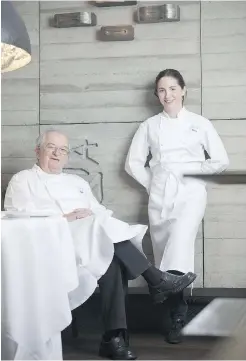  ?? COCONUT ?? Father and daughter chefs Juan Mari Arzak and Elena Arzak at their restaurant in San Sebastián, Spain. Below: At Arzak, Pichón Pepita features roasted squab breast with pumpkin and sunflower seeds. The flavour of squab (pigeon) is similar to the dark...