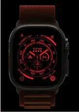  ?? ?? The black-on-red Wayfinder look is great, but this face is only available on the Apple Watch Ultra.