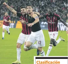  ??  ?? CAPITÁN. Alessio Romagnoli anotó al 90+7 el gol con el que el Milan ganó en casa del Udinese.