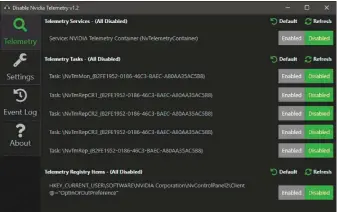  ??  ?? Das Tool Disable Nvidia Telemetry blockiert den Datenversa­nd des Nvidia-treibers zu seinem Hersteller im Internet. Zu den Daten zählen viele Systeminfo­rmationen.