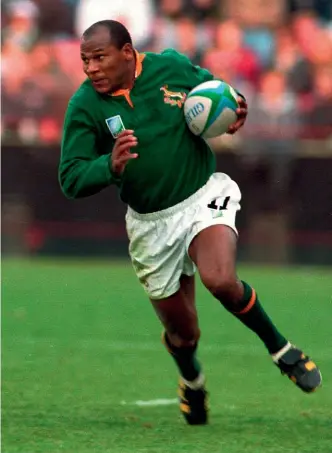  ?? AP ?? Chester Williams in 1995, the year he won the Rugby World Cup as South Africa’s only black player.
