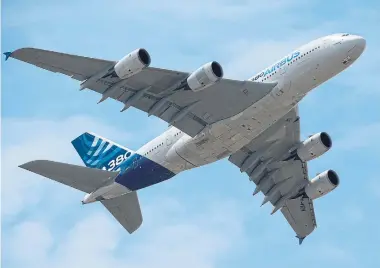  ?? JASPER JUINEN BLOOMBERG ?? Just 17 more Airbus A380 planes will be completed, wrapping up in 2021. Unions are worried about 3,500 jobs.